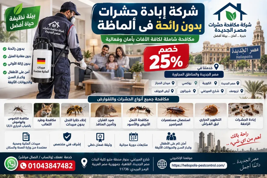 شركة إبادة حشرات بدون رائحة فى ألماظة | ضمان خطي ومتابعة